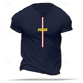abordables T-shirt graphique pour hommes-T-shirt à manches courtes pour le jour des anciens combattants Patriote Américain Drapeau de Paris coton graphique noir blanc bleu foncé confortable mode décontractée sports extérieur designer