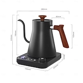 abordables Électroménager-bouilloire électrique à col de cygne chaudière à eau rapide contrôle de la température intérieure en acier inoxydable écran LCD arrêt automatique bouilloire à café et à thé de 0,9 l