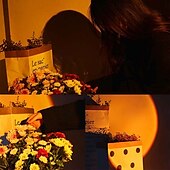 cheap Sunset Projector Lamp-Mini Sunset LED Projector Light with Remote Control 16 Colors Sunset LED Light Arc Lamp USB Atmosphere Lighting Project for Decoration