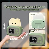 cheap Stationery-Toast Clock Timer Lamp Cute LED Bread Night Light with USB Dimmable Table Clock Alarm for Kids Soft Light