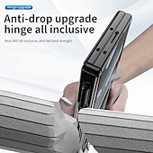 olcso Samsung-tokok-telefon Ügy Kompatibilitás Samsung Galaxy Z Hajtogatás 6 Z Fold 5 Z Fold 4 Z Fold 3 Fekete tok Állvánnyal és Képernyővédő Mágneses Retro Páncél PC Fém