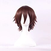 economico Parrucche da festa-parrucche sintetiche corte anime lisce con frangia, parrucca cosplay per feste in costume anime resistente alle alte temperature per uomini e donne