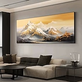 baratos Pinturas de Paisagens-Pintura a óleo sobre tela pintada à mão montanha dourada pinturas de paisagens sala de estar grande arte de parede pintura personalizada decoração de casa sem moldura