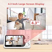 cheap Baby Monitors-4.3 Inch Video Baby Monitor With Pan Tilt Camera 2.4G Wireless Two Way Audio Night Vision Security Camera Babysitter