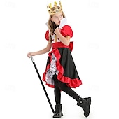 levne Kostýmy pro páry a skupiny-Alice in Wonderland Pohádka srdcová královna Červená královna Jed Halloween skupinové rodinné kostýmy Dětské Dospělé Dámské Dívčí Sexy kostým Výkon Večírek předvečer Všech svatých Karneval Plesov