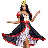 cheap Women's Costumes-Fairy Tale Alice's Dreamland Adventure Queen of Hearts The Red Queen Venom Dress Cosplay for Women's Adults Carnival Masquerade Performance Party / Evening