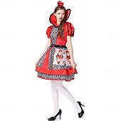 お買い得  女性用コスチューム-Alice in Wonderland おとぎ話 ハートの女王 赤の女王 ヴェノム ドレス コスプレ 映画コスプレ for 女性用 大人 カーニバル マスカレード 性能 パーティーイブニングウェア