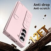 cheap Samsung Cases-Phone Case For Samsung Galaxy Z Fold 6 Back Cover with Stand Holder with Screen Protector Full Body Protective Retro PC Silicone