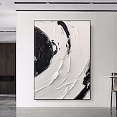preiswerte Stillleben-Gemälde-großes Gemälde mit schwarzen Wellen, handgemaltes schwarzes abstraktes Gemälde, handgemachtes Ölgemälde in Schwarzweiß, Leinwandkunst, modernes Gemälde, großes Kunstwerk, abstraktes Leinwandgemälde,