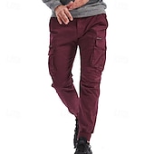 cheap Cargo Pants-Men&#039;s Cargo Pants Joggers Tactical Pants Trousers Elastic Waist Multi Pocket Elastic Cuff Plain Wearable Outdoor Daily Camping &amp; Hiking Fashion Classic Black Wine