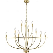 abordables Lustres style bougie-Lustre à LED suspendu 6/9/12 lumières industriel vintage grand lustre rond rustique à bougie pour salon chambre 110-240v