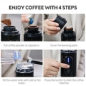 abordables Électroménager-Machine à café expresso électrique portable sans fil, mini cafetière à portion individuelle avec bac à poudre/capsule de café 2 en 1, pompe à pression, infusion automatique, 2500 mAh