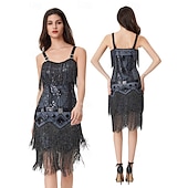 olcso Öltözetek-Retró Ordító 20-as évek 1920-as évek Flapper ruha Szerepjáték Jelmezek Felszerelések A nagy Gatsby Esküvői Vendég Flitter Rojt Női Karácsony Mindszentek napja Farsang Halloween Buli / Este Esküvői