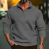 economico Felpe di base-Per uomo Felpa Felpa con cerniera a un quarto Aalbicocca Nero Bianco Rosso Grigio chiaro mezza cerniera Liscio Sportivo Giornaliero Per eventi Streetwear Essenziale Informale Primavera &amp; Autunno