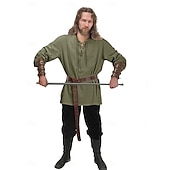 cheap Couple &amp; Group Costumes-Couples Retro Vintage Medieval Renaissance Outfits Halloween Group Couples Costumes Ankle Length Viking Valhalla Men&#039;s Women&#039;s for Halloween LARP Ren Faire