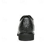 baratos Formal-Sapatos sociais masculinos oxford de couro sintético com relevo de crocodilo preto - calçados formais elegantes com cadarço para negócios e ocasiões especiais