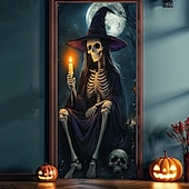 billige Halloween dørdeksler-halloween dørdekorasjoner skjelett halloween dørdeksler dørteppe dørgardindekorasjon bakteppe dørbanner til inngangsdør gårdshus ferie fest dekor forsyninger gresskar kråke