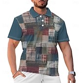 abordables Polo géométrique pour homme-Homme Géométrique Polo Manche Courte Polos Col ancien Occasionnel Fête Tenue quotidienne Boutons Impression 3D Printemps &amp; Été Marron