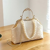 cheap Clutches &amp; Evening Bags-Women&#039;s Vintage Pearl Handle Lace Clutch - Elegant Evening Bag for Weddings and Formal Events