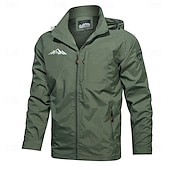 baratos jaquetas e casacos gráficos masculinos-Homens Estampas Abstratas Montanha Blusão Capa de chuva Casaco Shell Prova-de-Água Leve Casual Esportes Acampar e Caminhar Bordado Bolsos laterais Zip Frente Outono Inverno Com Capuz Manga Longa