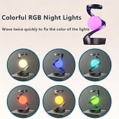 cheap Table Lamps-Hand-Wave Controlled LED Desk Lamp, Floating Rotating Light, Wireless Charging Base, RGB Colorful Atmosphere for Home Decor, Party, Office Use Rechargeable Battery Operate