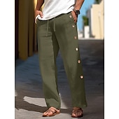 ieftine pantaloni de lux din in-40% in Bărbați Pantaloni de in Pantaloni Pantaloni de vară Pantaloni largi Cordon Talie elastică Buton lateral Simplu Respirabil Comfortabil Birou / Carieră Zilnic Vacanță Clasic Casual Negru Alb