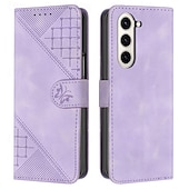 お買い得  サムスン用ケース-電話 ケース 用途 サムスンのギャラクシー Zフォールド6 Z Fold 5 Z Fold 4 Z Fold 3 フリップカバー 磁石バックル リストストラップ付き カード挿入口 バタフライ 幾何学模様 PC PUレザー