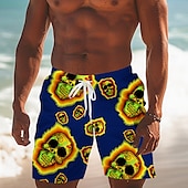olcso Retro Vintage és Etika-Férfi Koponya Úszónadrágok Deszkás short Strand rövidnadrág Közepes csípő Divat Utcai sikk Dizájn Hétköznapi Napi Szabadság Zseb Zsinór Rugalmas derék Tervező Ruházat
