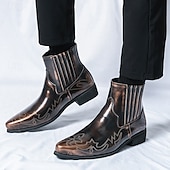 tanie Botki-męskie, zabytkowe, brązowe, skórzane botki z zachodnimi przeszyciami, stylowe i trwałe, idealne na codzienne i eleganckie okazje