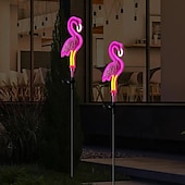 tanie Oświetlenie krajobrazowe-Solarne flamingi trawnik światła zewnętrzne wodoodporne ścieżka ogrodowa trawa z oświetlenie krajobrazu patio światło halloween boże narodzenie atmosfera dekoracja podwórka 1/2 szt