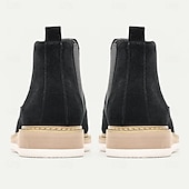 cheap Premium Leather Boots-Men&#039;s Black Sanded Genuine Leather Chelsea Boots with White Sole - Stylish and Comfortable for Casual and Formal Wear