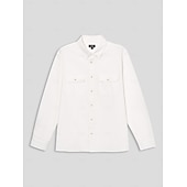 baratos Camisas Elite Masculinas-Homens Branco Manga Longa Gola Dobrada Verão Primavera &amp; Outono Roupa
