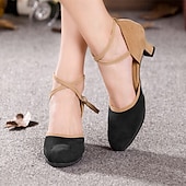 ieftine Pantofi Dans Clasic &amp; Modern-pantofi de dans de damă, bicolor, albastru și bej, cu bretele încrucișate, tocuri confortabile pentru dansul latin și de sală