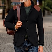 abordables suéter de la rebeca de los hombres-Hombre Pulóveres Chaqueta de Punto Vestido Suéter Chaqueta suéter Estriado Tejer Recortado De Punto Escote Chino Ropa Otoño Invierno Ejército verde Negro S M L