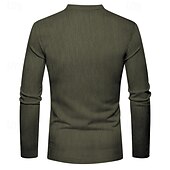 preiswerte Lässiges Henley-T-Shirt-Herren T-Shirt mit Knöpfen T Shirt Cordhemd Henley Hemd Langarm Henley Frühling &amp; Herbst Einfach Mode Designer Basic Urlaub Straße Ausgehen Schwarz Wein Braun Top T-Shirt für Herren