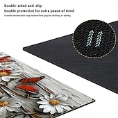 preiswerte Küchenteppiche &amp; Matten-Küchenteppich mit Gänseblümchenmuster, rutschfeste, ölbeständige Bodenmatte, Wohnzimmerteppich, Indoor-Outdoor-Matte, Schlafzimmerdeko, Badezimmermatte, Eingangsteppich, Türmatte