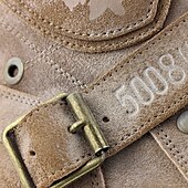 cheap Premium Leather Boots-Men&#039;s Distressed Suede Leather Motorcycle Boots with Vintage Buckle Straps - Rugged Biker Style