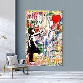 cheap People Paintings-Banksy Style Astronaut oil painting Pop Art Graffiti art Oil Painting 100% HandMade street art Oil Painting Astronaut pop art Oil Painting
