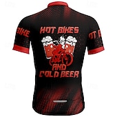 cheap Men's Jerseys-Men's Cycling Jersey Letter &amp; Number Beer Short Sleeve Bike Tee Tshirt Jersey with 3 Rear Pockets Mountain Bike MTB Quick Dry Anatomic Design Wicking Breathable Sports Yellow Red Blue Clothing Apparel