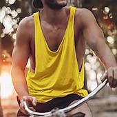 abordables Débardeurs-Homme Débardeur Sous-Vêtements T-shirt sans manches Sans manches Col ras du cou Été Couleur Unie Simple Occasionnel Confortable Vacances Rue Quotidien Noir Blanche Jaune T-shirt haut de gamme pour