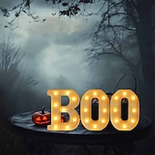cheap Halloween Indoor-Halloween Decorations BOO Letter Lights for Bedroom Restaurant Bar Halloween Atmosphere Decorative Lights