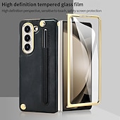 Недорогие Чехлы для Samsung-Чехол для телефона для Samsung Galaxy Z Fold 6 Z Fold 5 Z Fold 4 задняя крышка с подставкой и защитой экрана с ремешком винтажный TPU PU кожа