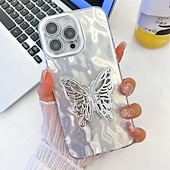 お買い得  iPhone用ケース-電話 ケース 用途 iPhone 16 Pro Max プラス iPhone 15 14 Pro Max Plus iPhone 13 Pro Max バックカバー スタンド付き カメラレンズプロテクター 耐衝撃 バタフライ 仕上げ PC