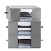 cheap Storage &amp; Organization-1/2/3pcs Foldable Storage Bag Set with Handles &amp; Lids - Versatile Organizer for Clothes Bedroom Kitchen Bathroom Supplies - Durable Non-Woven Fabric TSA Approved - Gray