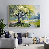 preiswerte Landschaftsgemälde-Handgemalte Leinwand Ölgemälde Kirschblüten Wandkunst Landschaft Blütenbaum rustikale Leinwand extra großes Dekor Geschenk kein Rahmen