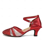 voordelige Latin dansschoenen-Zwarte glitter ballroom dansschoenen voor dames – strappy latin hakken voor salsa, tango en optredens