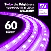economico strisce luminose impermeabili-striscia di luce nera USB ad altissima luminosità uv dc5v 390nm-400nm 1-5m smd 5050 60leds ip67 striscia di luce a led ultra luminosa impermeabile adatta per feste da ballo fluorescenti illuminazione