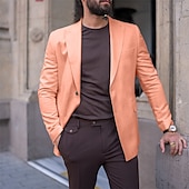 abordables Blazers pour hommes-Homme blazer Entreprise Soirée Cocktail Fête de Mariage Mode Décontractées Printemps &amp; Automne Polyester Couleur unie Bouton Poche Confortable Boutonnage Simple veste Rose Claire Jaune Rose Claire