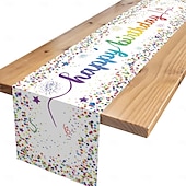 economico Runner da tavolo-runner da tavolo per buon compleanno, decorazione da tavolo per festa di compleanno bianca