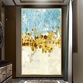 preiswerte Abstrakte Gemälde-Folienölgemälde, handgemalte abstrakte Goldfoliengemälde, handgemachte reich strukturierte Acrylmalerei, Wandkunst, handgemaltes Kunstwerk, Ölgemälde für Wohnzimmer, Büro, Wanddekoration,